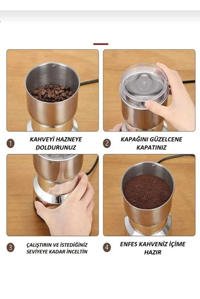 afctech Mini Elektrikli Kahve Baharat Öğütücü Değirmen Keten Tohumu Kuruyemiş Kuru Biber Öğütme Değirmeni - 3