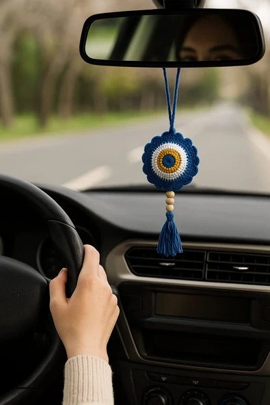 Amigurumi Araba Dikiz Aynası Süsü,  Anahtarlık,  Çanta Askısı %100  El Örgüsü - 3