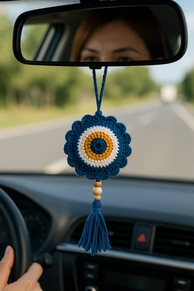 Amigurumi Araba Dikiz Aynası Süsü,  Anahtarlık,  Çanta Askısı %100  El Örgüsü - 1