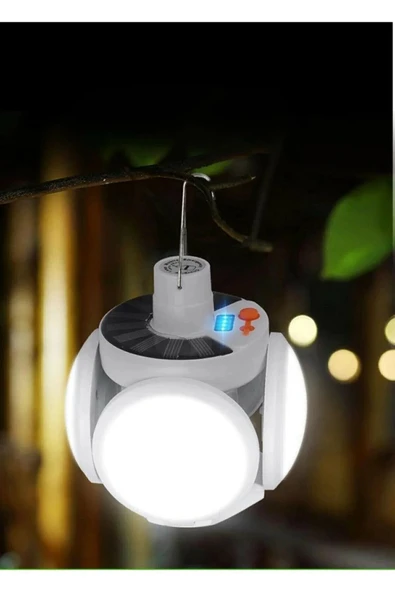 Breen Yuvarlak Solar Led Kamp Lambası – Işıldak – Usb’den / Gün Işığında Şarj- 5 Kanatlı