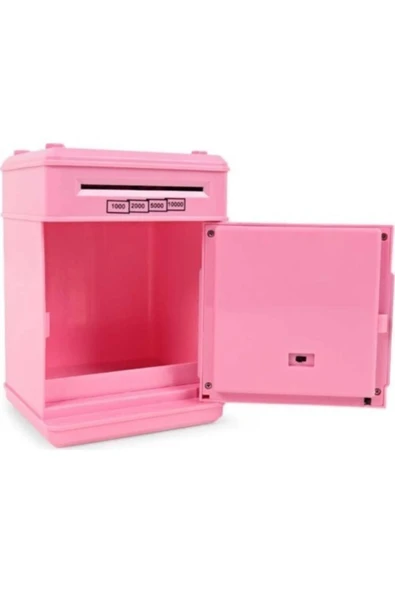 ELBA Şifreli Otomatik Kağıt Para Alan Atm Kasa Kumbara - Pembe - Resim 3