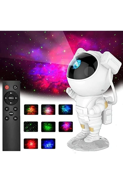 HALL BREATHE Beyaz Astronot Gece Lambası, Nebula ve Samanyolu Teması, Sıcak ve Rahat Atmosfer ürün görseli 1