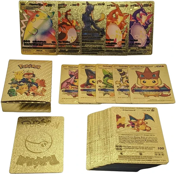 Orijinal Pokemon Kart Gold Serisi 110'lu Paket - Pokemon Oyun Kartları - Pikachu Koleksiyonluk Kartı - Resim 7