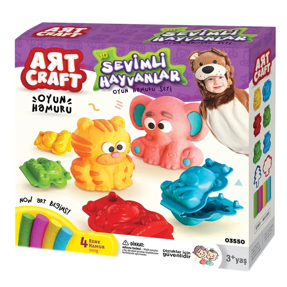 3D Hayvanlar Oyun Hamur Seti 200 Gr. - Oyun Hamuru Seti - Hamur Setleri - Hamur Kalıpları - 3