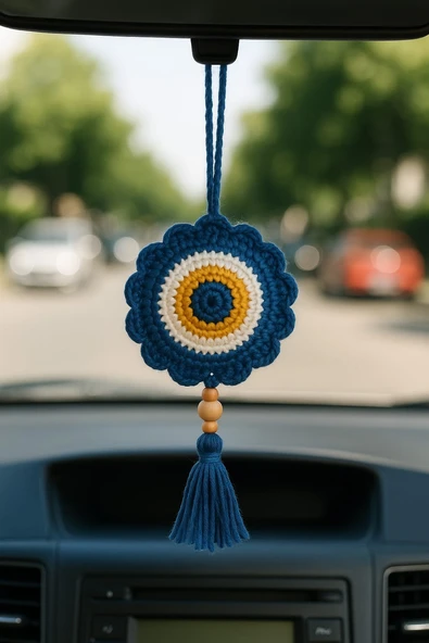 Amigurumi Araba Dikiz Aynası Süsü,  Anahtarlık,  Çanta Askısı %100  El Örgüsü - 2
