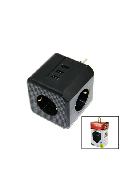 STOREMAX aclya - 2500W SİYAH 10A TİPİ PRİZ USB DUVAR PRİZ 3X  3X AKIM KORUMALI TERMAL Yeni acshop 105854 ürün görseli 1