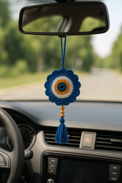 Amigurumi Araba Dikiz Aynası Süsü,  Anahtarlık,  Çanta Askısı %100  El Örgüsü - 4