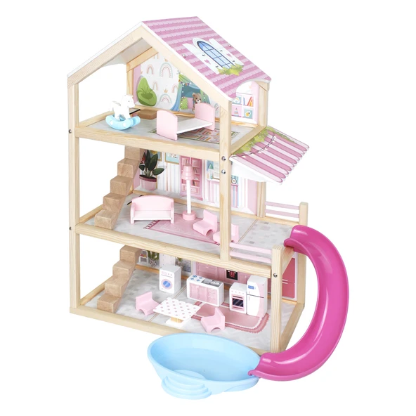 Lüx Ahşap Kaydıraklı Oyun Evi - Ahşap Tatil Evi - Havuzlu Oyun Evi - Ahşap Ev - Ahşap Oyun Evi ürün görseli