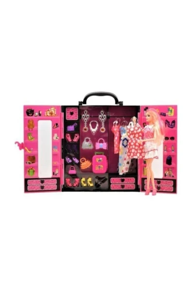 Kayyum Oyuncak Barbie Gardrop Çanta 30 Parça Aksesuarlı - 2