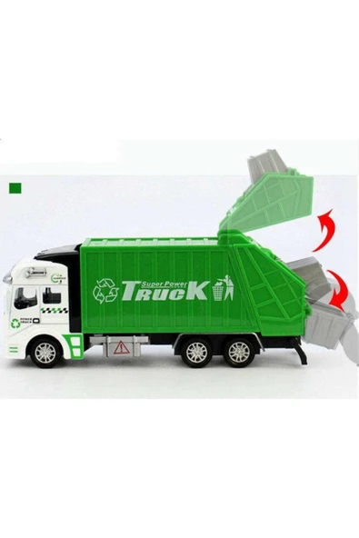 MEGA Çek Bırak Açılır Kasa Yeşil Çöp Kamyonu - Resim 3