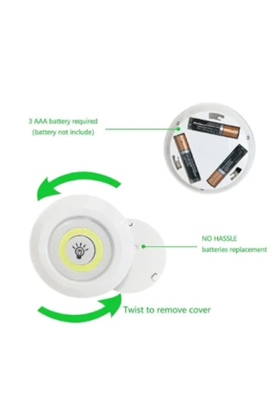 DeftHike Uzaktan Kumandalı 3 Lü Spot Led Lamba Kablosuz ve Pilli Işıldak Dolap Işığı Mutfak Raf Koridor Işığı - 4