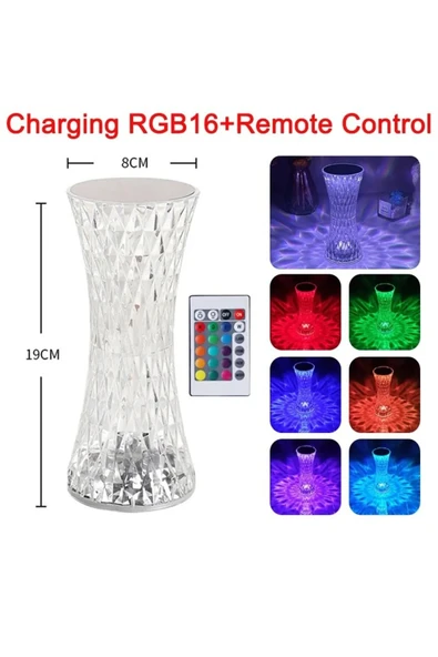 OrvaLife KOPYA - Dokunmatik Renk Değiştiren Kristal Masa Lambası Gece Lambası Rgb Led 16 Renk 4 Mod - 3