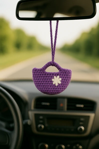 Amigurumi Araba Dikiz Aynası Süsü,  Anahtarlık,  Çanta Askısı %100  El Örgüsü