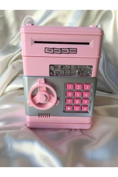 MasterHome Şifreli Otomatik Kağıt Para Alan Atm Kasa Kumbara Pembe - Resim 2