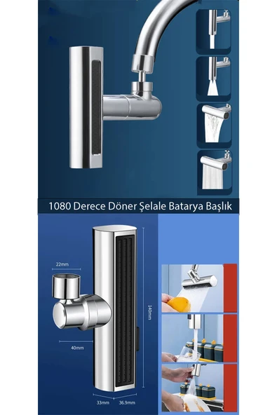 Cherry Collection 360 Derece Döner Musluk Başlığı Çok Fonksiyonlu Tasarruf Aparatı - 2