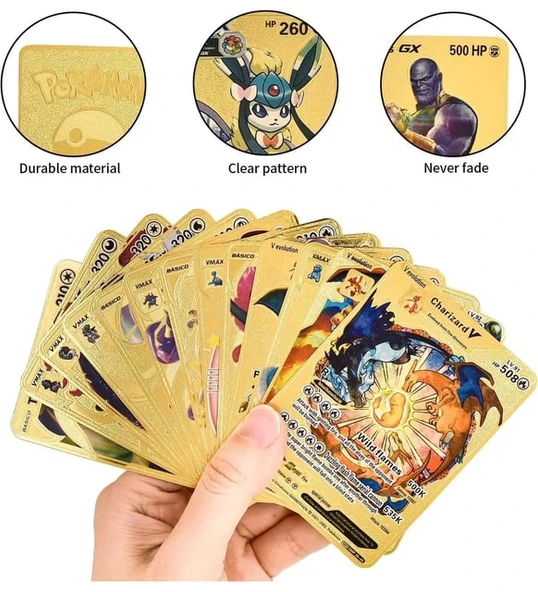 Orijinal Pokemon Kart Gold Serisi 220'li Paket - Pokemon Oyun Kartları - Pikachu Koleksiyonluk Kartı - Resim 5