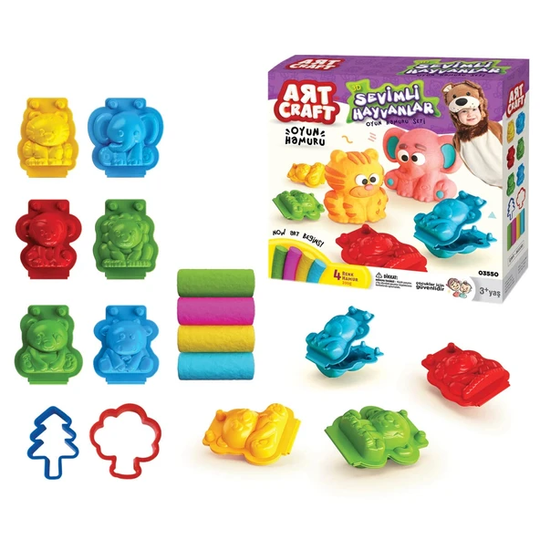 3D Hayvanlar Oyun Hamur Seti 200 Gr. - Oyun Hamuru Seti - Hamur Setleri - Hamur Kalıpları - 1