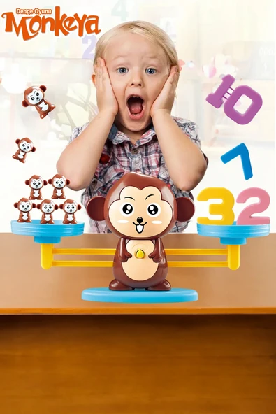 Eğitici Maymun Denge Oyunu - İşlem Kartlı Matematik Öğretici Oyun Seti - Eğitici Matematik Oyunu - Ağırlık - 3