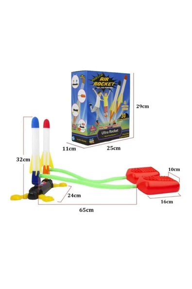 Air Rocket İkili Seti - Roket Oyuncak - 4 Roket Ve Havalı Roketatar - İkili Açık Hava Oyuncağı - Airrocket - 3