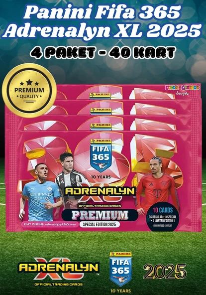 Panini Premium FIFA 365 Adrenalyn XL 2025 Oyuncu Kartı - Premium Futbolcu Kartları - 4 Paket ürün görseli