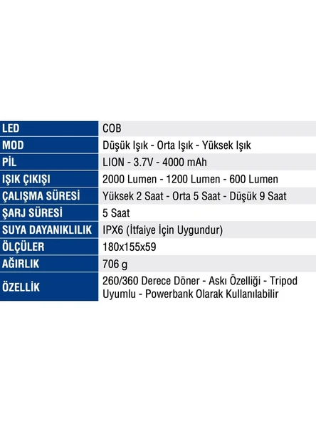 MERCURE MC-6936 ŞARJLI PROJEKTÖR - Resim 3