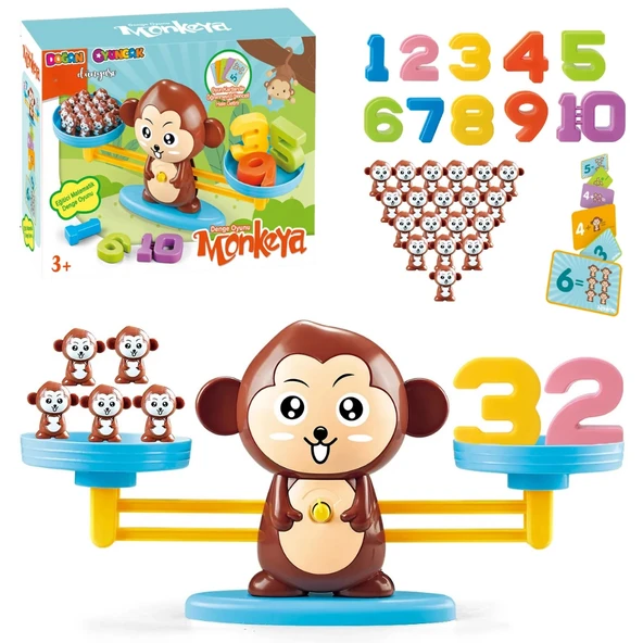 Eğitici Maymun Denge Oyunu - İşlem Kartlı Matematik Öğretici Oyun Seti - Eğitici Matematik Oyunu - Ağırlık - 1