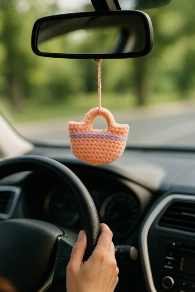 Amigurumi Araba Dikiz Aynası Süsü,  Anahtarlık,  Çanta Askısı %100  El Örgüsü