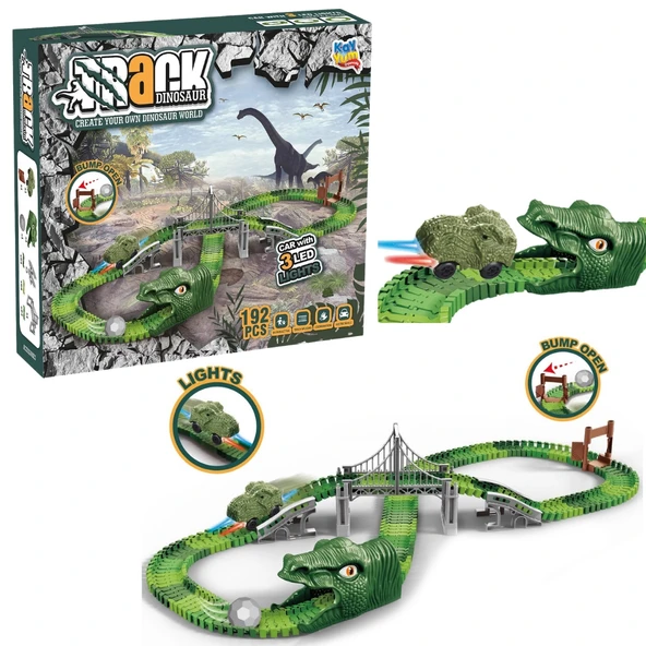 Dinozor Trucks 192 Parça Raylı Pist - Raylı Araç Oyuncak - Tren Oyuncak - Renkli Araç Yolu - Dino Trucks ürün görseli