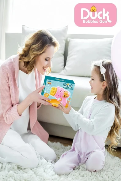 Pilli Ördek Köpük Tabancası - Baloncuk Tabancası - Köpüklü Silah - Baloncuk Oyunu - Mavi - 3