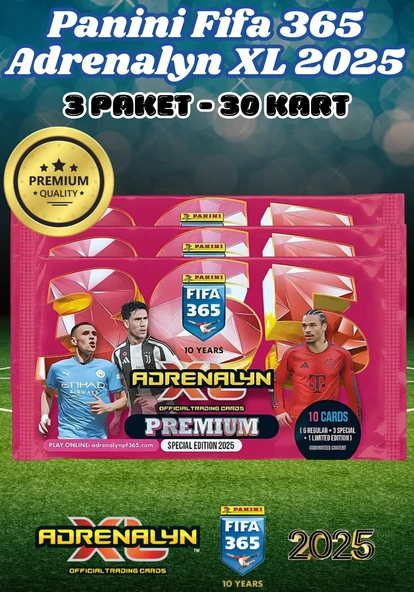 Panini Premium FIFA 365 Adrenalyn XL 2025 Oyuncu Kartı - Premium Futbolcu Kartları - 3 Paket ürün görseli