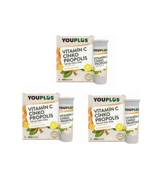 You plus Vitamin C Çinko Propolis Effervesan 20 Tablet | 3 Adet ürün görseli