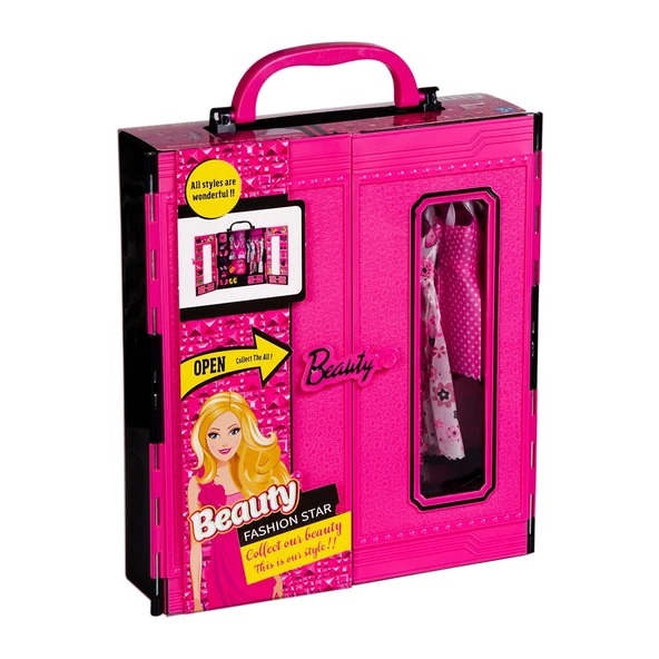 Beauty Aksesuarlı Gardırop - Barbie Dolap - Barbie Giysi Dolabı - Barbie Gardırop - Gardrop - 3