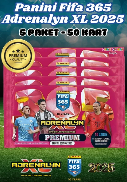 Panini Premium FIFA 365 Adrenalyn XL 2025 Oyuncu Kartı - Premium Futbolcu Kartları - 5 Paket ürün görseli