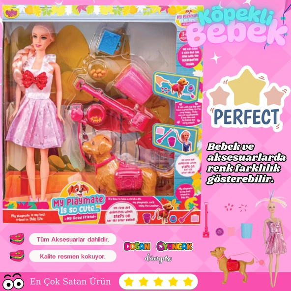 Anlily Sevimli Köpek Oyun Arkadaşım - Oyuncak Köpekli Bebek - Barbie Köpek Eğitimi - Aksesuarlı Köpekçik Oyuncak ürün görseli