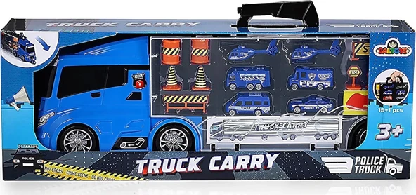 Rampalı Polis Tır Seti - Polis Taşıyıcı Tır - Kaydıraklı Kamyon - Araç Yol Seti - Tır Yol Seti - Oyuncak Araç Seti - Resim 5