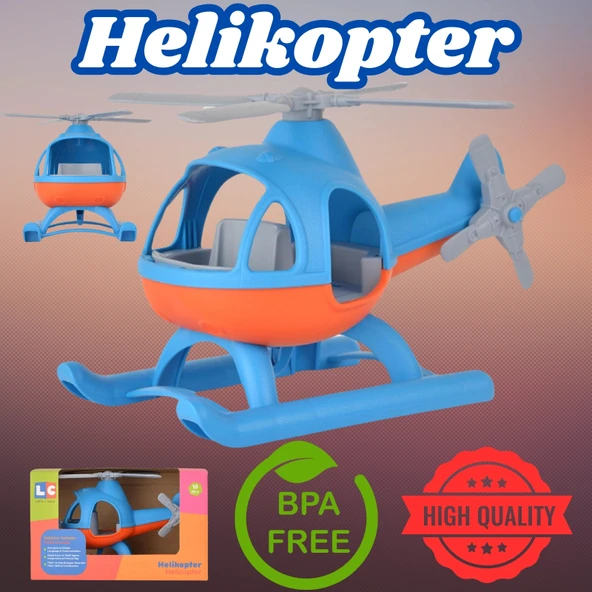 Lüx Mavi Büyük Helikopter - Plastik Helikopter - Kırılmaz Oyuncak - Kırılmaz Helikopter - Helikopter Oyuncakları - Helik ürün görseli