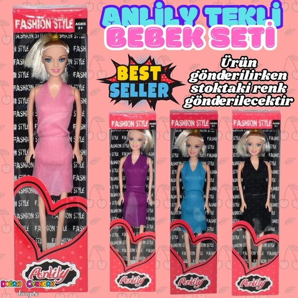 Anlily Tekli Bebek - Barbie Oyuncak Bebek - Barbie Bebek - Bebek Oyun Evleri İçin Bebek ürün görseli