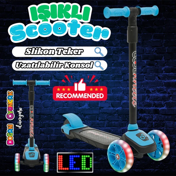 Cool Wheels Mavi Twist Işıklı 3 Tekerlekli Scooter - Işıklı Scooter - CoolWheels Scooter - Çocuk Scooter - İttir Git - 1