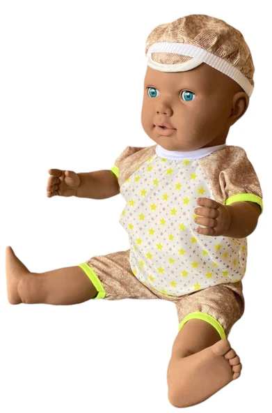 Oynar Gözlü Türkçe Konuşan Siyahi Berke Kel Et Bebek 60 Cm. - Konuşabilen Bebek - Kel Büyük Bebek - Resim 4