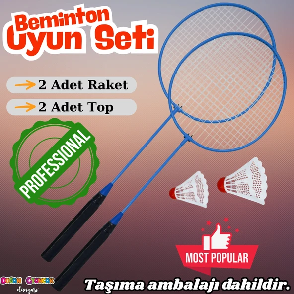 Lüx Badminton Raketi Seti - 2'li Badminton Seti - Badminton Raket Seti - 2 Adet Badminton Raketi - Çocuk İçin Raket - 1