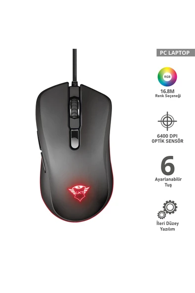 GXT 180 Kusan RGB 6400 DPI Gamer Mouse - Resim 7