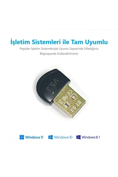 Bluetooth USB Adaptör Versiyon 5.3 Stick Dongle (EDR & BLE) Windows 11/10/8.1/7 Uyumlu - 2