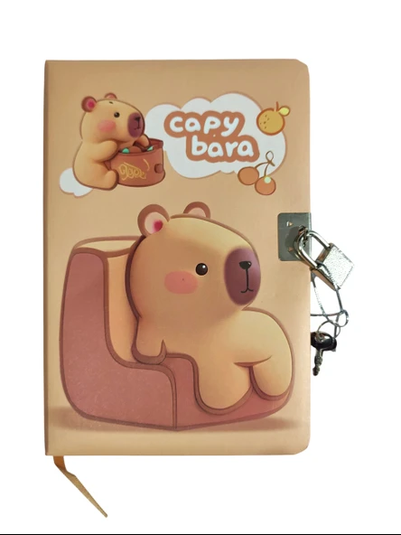 Capybara Hatıra Defteri (Günlük) Kilitli Defter 80 yaprak - Miskin - Resim 4
