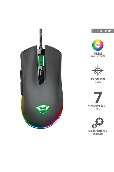 GXT 900 Qudos 15.000 DPI RGB Gamer Mouse - Resim 5