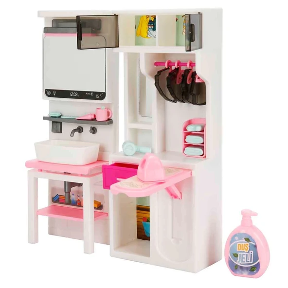 Lavabo ve Ütü Masası Banyo Seti - Modern Banyo Seti - Minyatür Ev Oyuncak Seti - Banyo Oyuncak Seti - Lavabo, Ütü Masası - 6