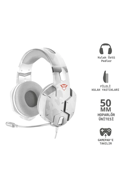 GXT 322W Carus Snow Beyaz Kamuflaj Gamer Kulaklık - Resim 6