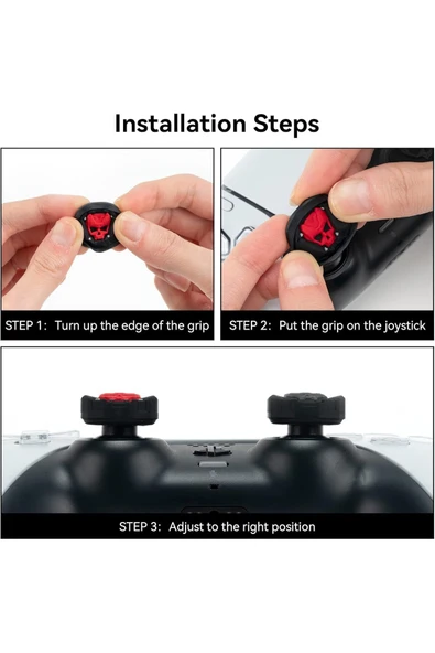 3D Skull PS5/PS4/PS3/Xbox One/One X/One S/Series X/Series S 3D Analog silikon Koruyucu -4 Adet - Resim 4