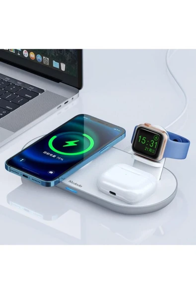 Ch-7061 Manyetik 3'ü 1 Arada Şarj Ünitesi Çok Işlevli Kablosuz Şarj Cihazı-siyah - Resim 10