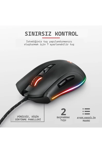 GXT 900 Qudos 15.000 DPI RGB Gamer Mouse - Resim 4