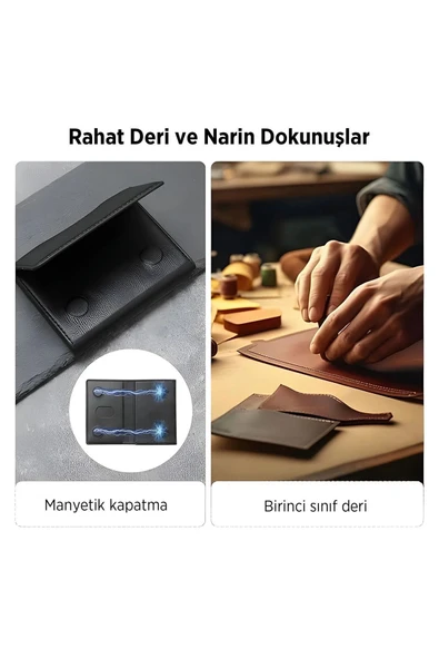 İ-Bix  iMW3 MagSafe Uyumlu Çoklu Kart Taşıma Özellikli Manyetik PU Deri Cüzdan - Resim 5